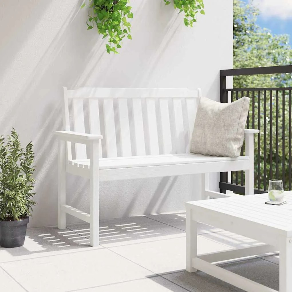 vidaXL Παγκάκι κήπου με μαξιλάρι Λευκό 120 x 59 x 88 εκ HDPE