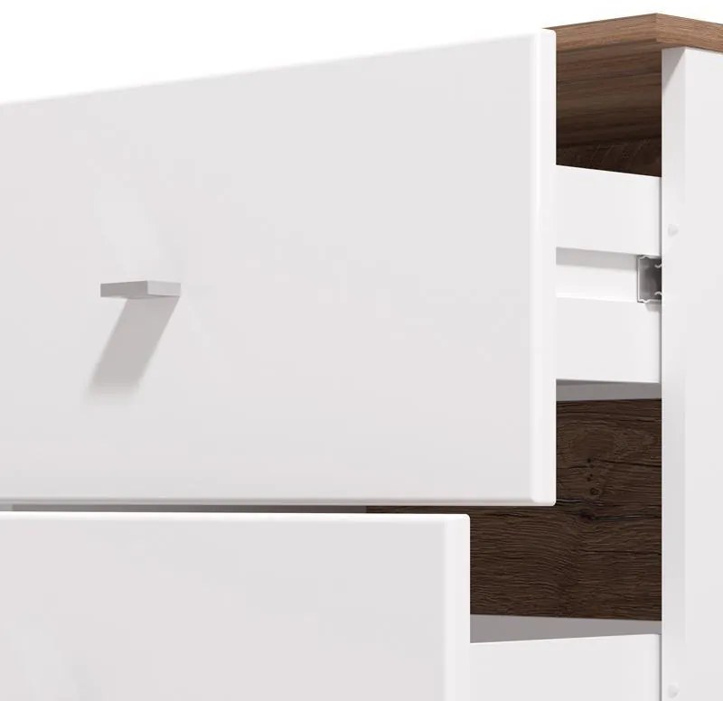 Κομότα - Μπουφές Burgundy 3K3F Λευκό - Flagstaff Oak - Λευκό Γυαλιστερό 162x40x85 εκ. 162x40x85 εκ.