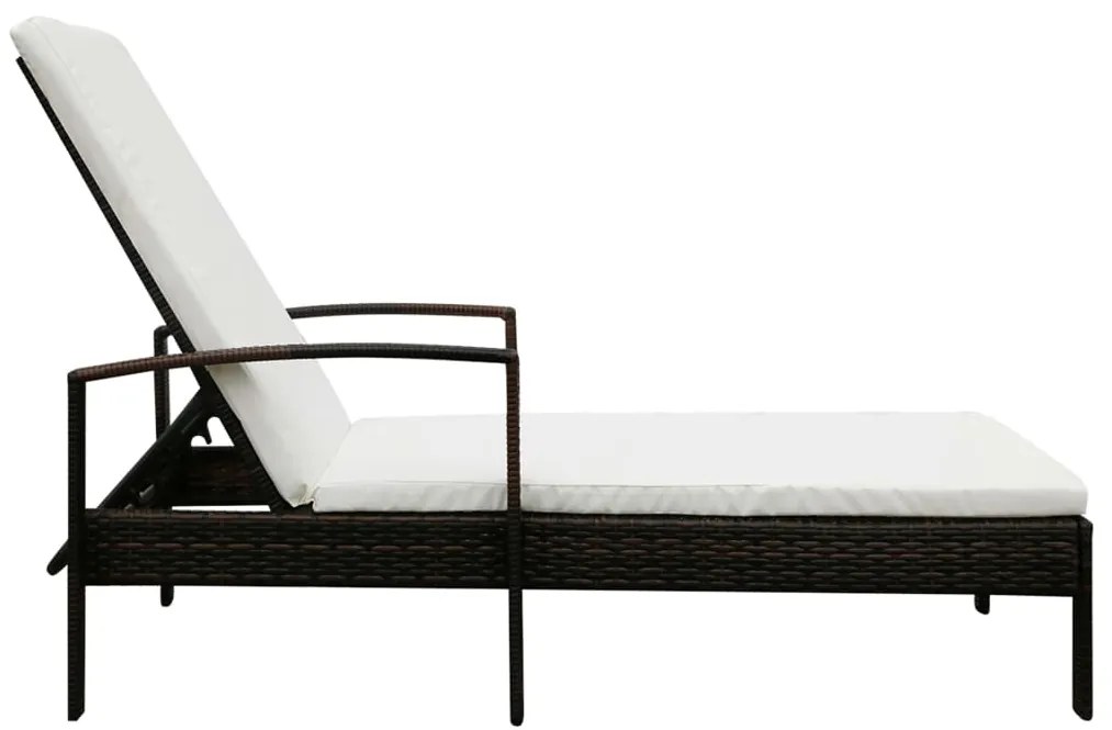 vidaXL Ξαπλώστρα Καφέ από Συνθετικό Ρατάν με Μαξιλάρι