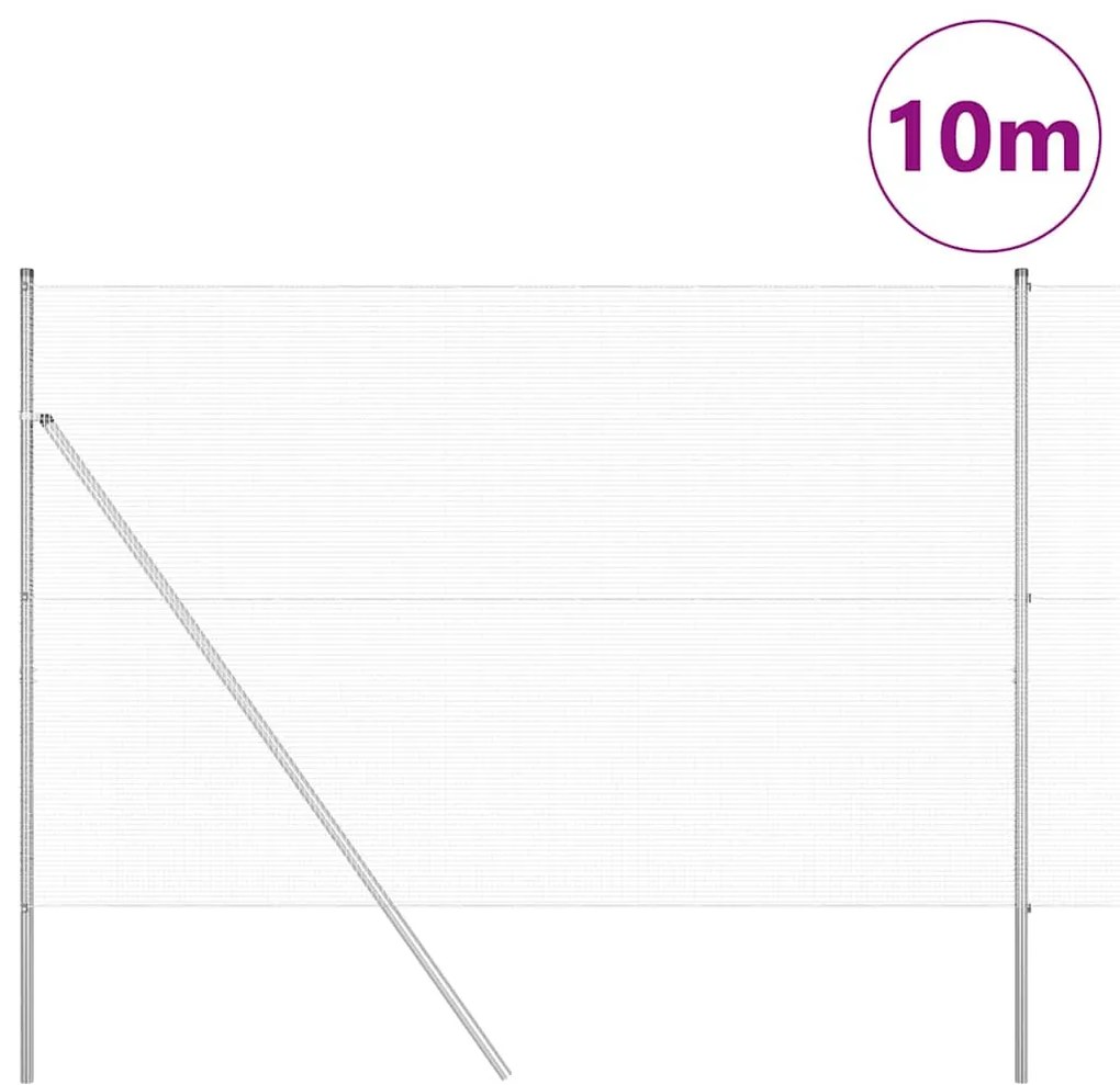 vidaXL Φράχτης με Στήλες. Ασημί 1.6 x 10 m Ατσάλι