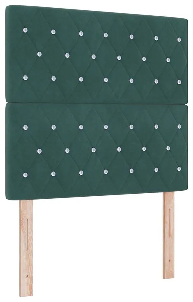 vidaXL Κρεβάτι με ελατήρια με στρώμα Σκούρο Πράσινο 90 x 190 cm ύφασμα