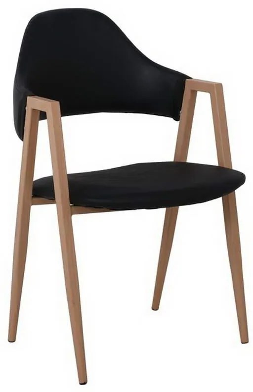 Πολυθρόνα Delta ΕΜ130,6 51x51x81cm Natural-Black Σετ 2τμχ Metal, Technoderma