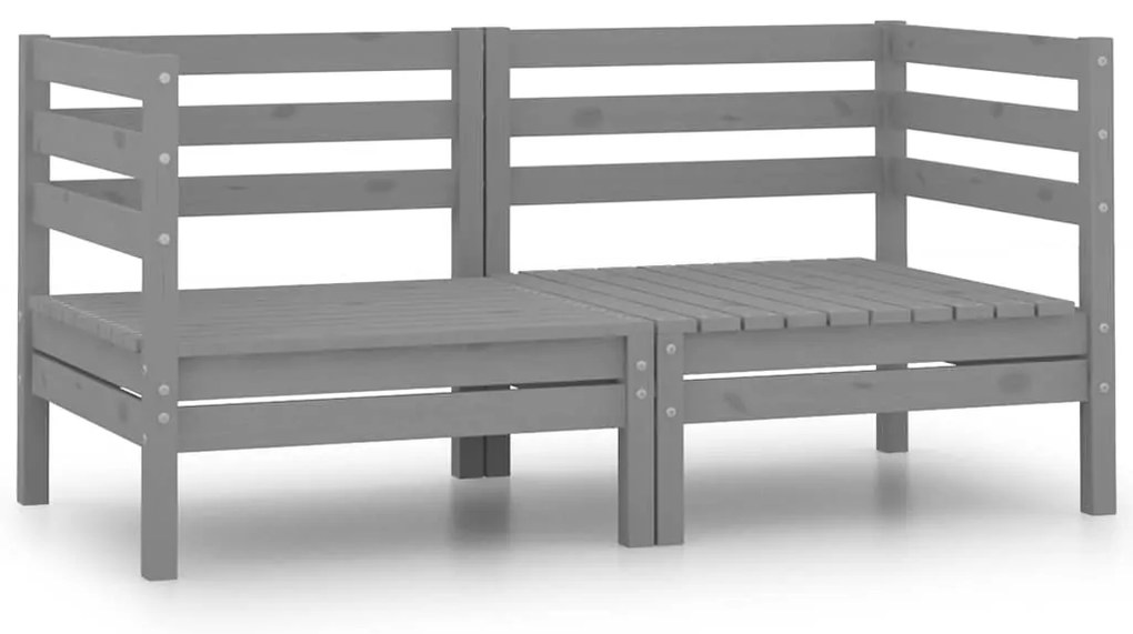 vidaXL Καναπέδες Κήπου Γωνιακοί 2 τεμ. Γκρι από Μασίφ Ξύλο Πεύκου