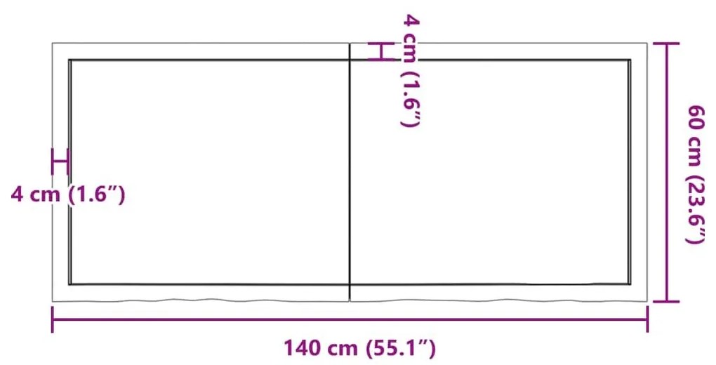 Επιφ Τραπεζιού Αν Καφέ 140x60x(2-6)εκ. Επεξ. Μασίφ Ξύλο Δρυός - Καφέ