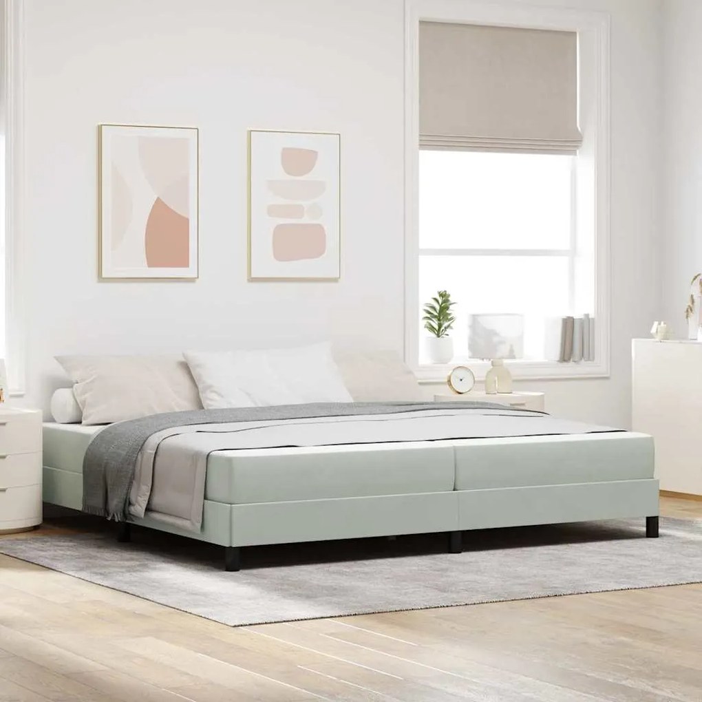 vidaXL Κρεβάτι box spring με στρώμα Ανοιχτό γκρι 200 x 200 cm Βελούδο