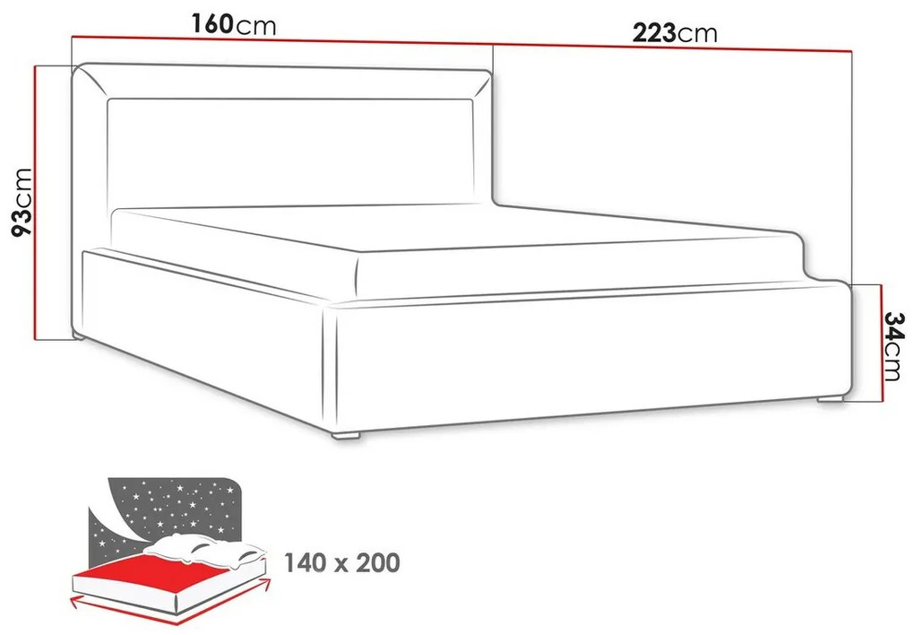 Κρεβάτι Pomona 101, Διπλό, Τυρκουάζ, 140x200, Ταπισερί, Τάβλες για Κρεβάτι, 160x223x93cm, 82 kg | Epipla1.gr