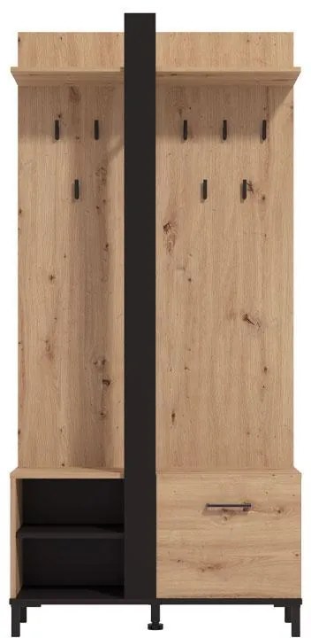 Έπιπλο Χολ Capitello Artisan - Μαύρο - Μαύρο Μάτ 90x33x191 εκ. 90x33x191 εκ.