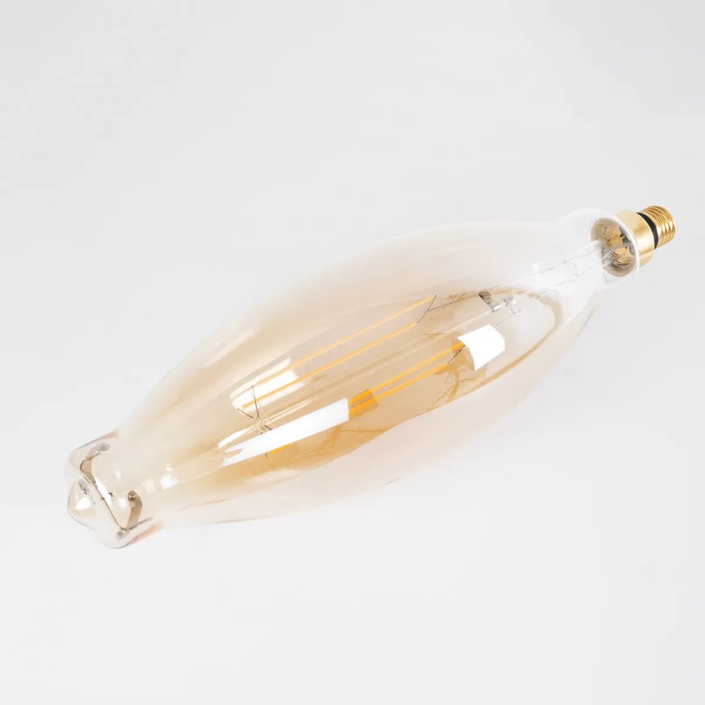 GloboStar 99167 Λάμπα LED Long Filament E27 3.5K AVOCADOS Γλόμπος 8W 650lm 360° AC 220-240V IP20 Φ12 x Υ44cm Ultra Θερμό Λευκό 2200K με Μελί Γυαλί Dimmable - 3 Χρόνια Εγγύηση - 99167