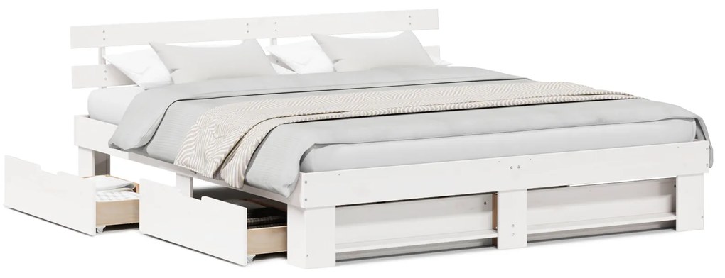 vidaXL Σκελετός Κρεβατιού Λευκό 180 x 200 cm Μασίφ ξύλο πεύκου