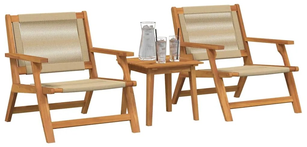 vidaXL Κήπου Καρέκλες με Τραπέζι 3 pcs Μπεζ Στερεό Ξύλο Ακακίας