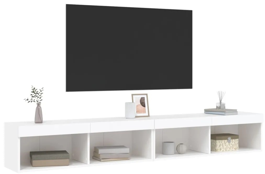 vidaXL Έπιπλα Τηλεόρασης με LED 2 τεμ. Λευκά 100 x 30 x 30 εκ.