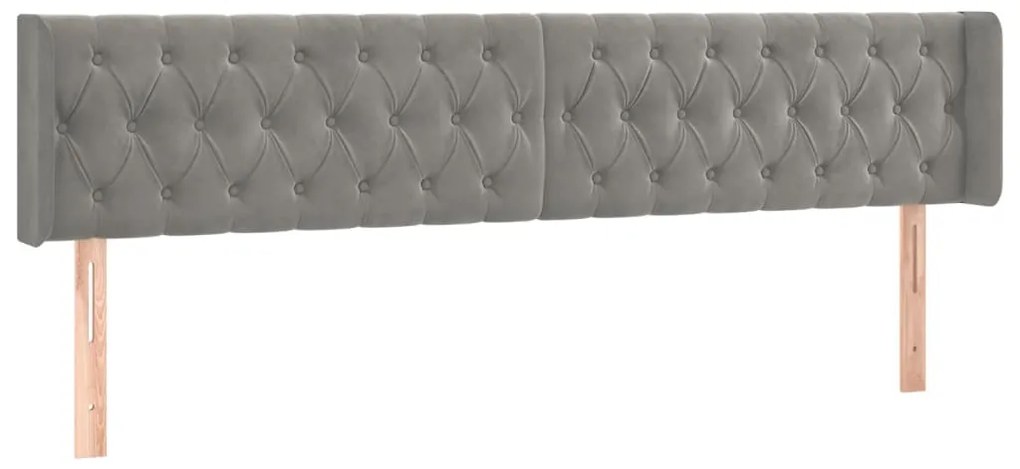 vidaXL Κεφαλάρι Κρεβατιού LED Ανοιχτό Γκρι 183x16x78/88 εκ. Βελούδινο
