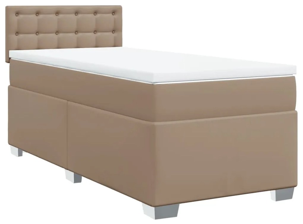 Κρεβάτι Boxspring με Στρώμα Καπουτσίνο 90x200εκ.από Συνθ. Δέρμα - Καφέ