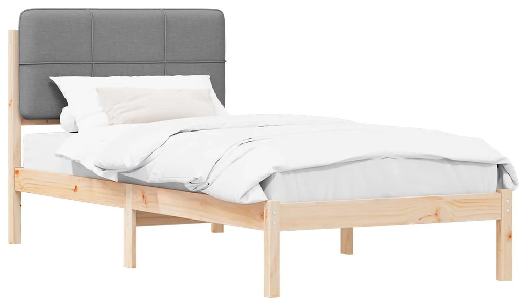 vidaXL Σκελετός Κρεβατιού με Επενδεδυμένο Κεφαλάρι Ανοιχτό γκρι