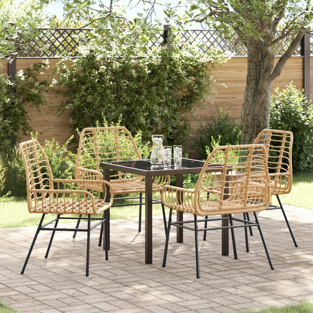 vidaXL Σέτ φαγητού για κήπο 5 pcs Καφέ συνθετικό ρατάν