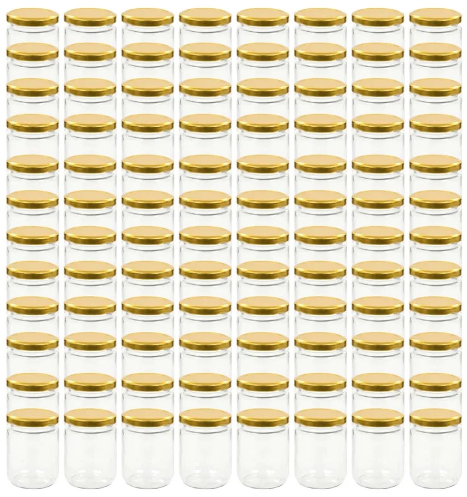 vidaXL Βάζα Μαρμελάδας 96 τεμ. 230 ml Γυάλινα με Χρυσά Καπάκια