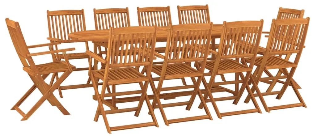 vidaXL Σετ Τραπεζαρίας Κήπου 11 Τεμαχίων 220x90x75 εκ. Μασίφ Ακακία