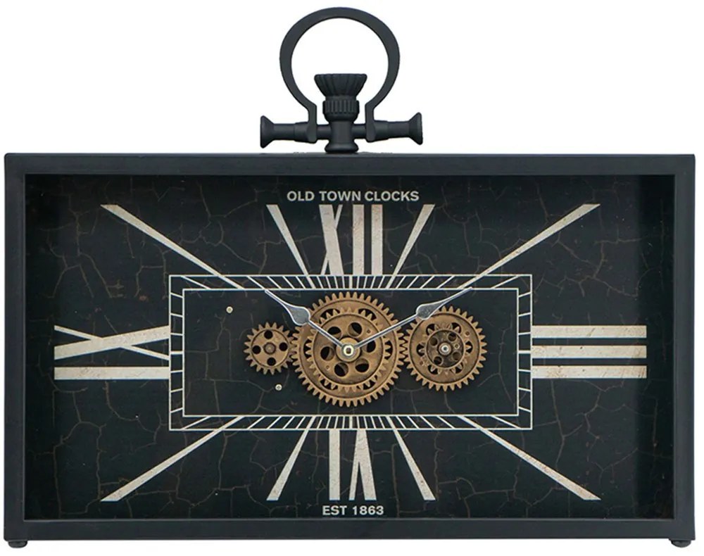 Ρολόι Επιτραπέζιο Clock 78665-DS 45x8x33cm Black Artekko Μέταλλο,Γυαλί