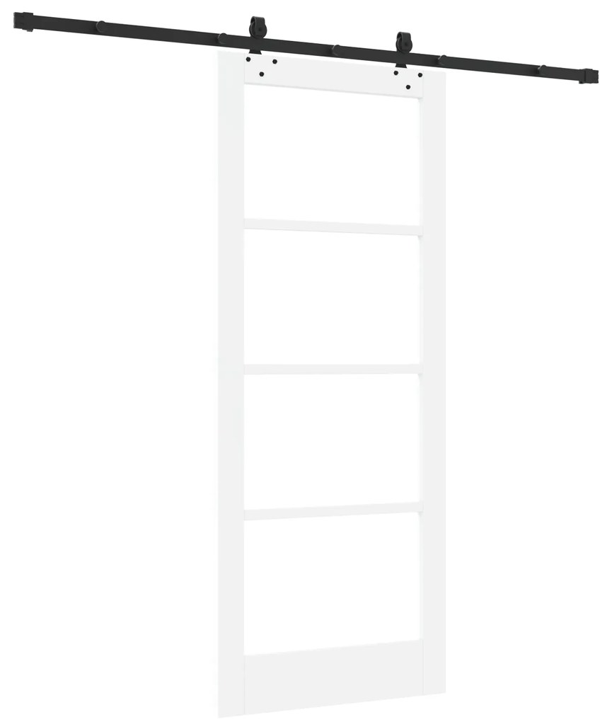 vidaXL Συρόμενη Πόρτα με Σετ Αξεσουάρ Λευκή 83x202 εκ. Συμπαγές Ξύλο Πεύκου