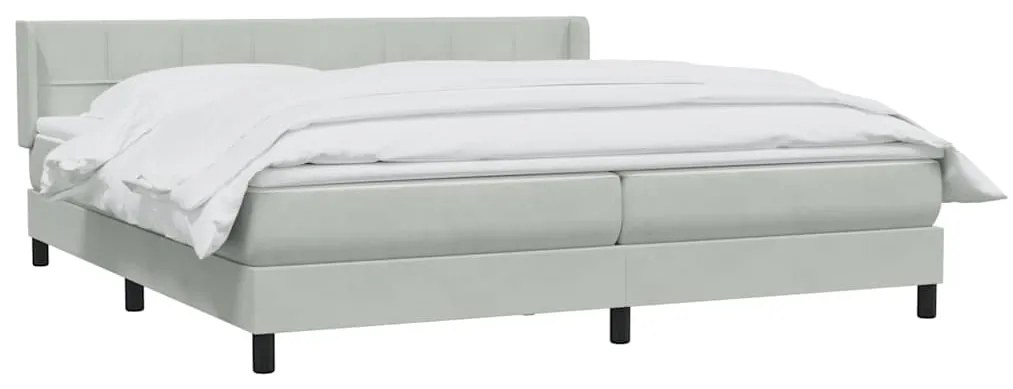 vidaXL Κρεβάτι Boxspring με Στρώμα Ανοιχτό Γκρι 180x210 εκ. Βελούδινο