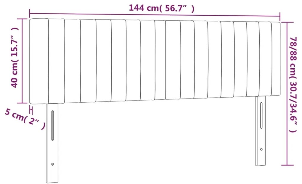 Κεφαλάρι Κρεβατιού LED Μαύρο 144x5x78/88 εκ. Βελούδινο 3121900