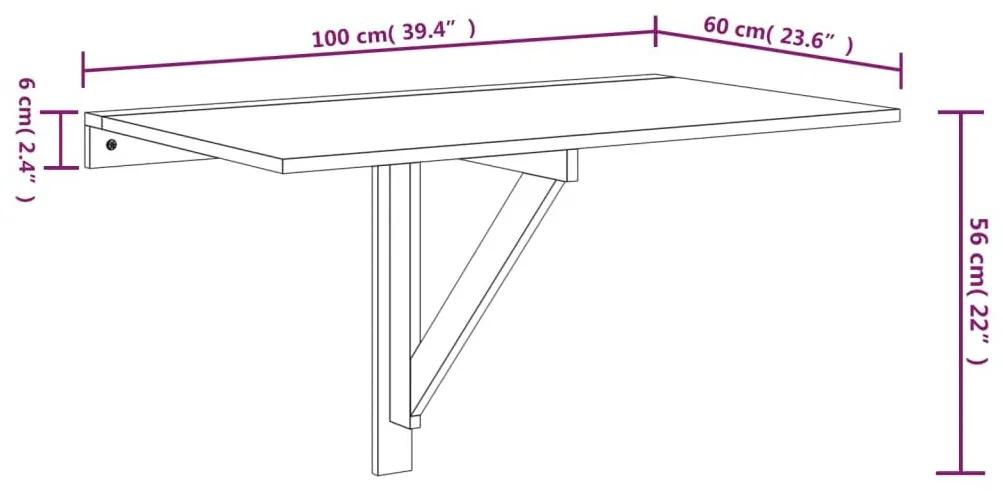 Τραπέζι Τοίχου Πτυσσόμενο Γκρι Σκυροδ. 100x60x56 εκ. Επεξ. Ξύλο - Γκρι