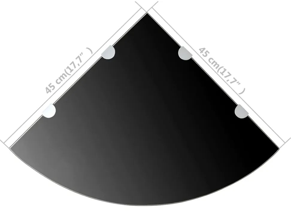 vidaXL Ράφι Γωνιακό Μαύρο 45 x 45 εκ. Γυάλινο με Στηρίγματα Χρωμίου