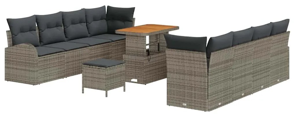 vidaXL Σετ Καναπέ Κήπου με μαξιλάρι 11 pcs Γκρι 90 x 55 x 71 cm