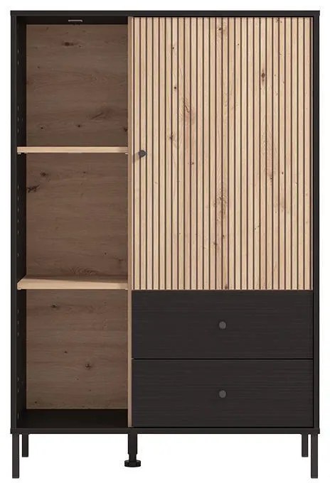 Βιτρίνα Correze 2K2F POP Μαύρος Δρύς - Artisan Oak 87x40x131 εκ. 87x40x131 εκ.