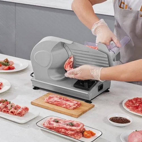 VEVOR Meat Slicer, 180W Electric Deli Food Slicer with 7.5&quot; SUS420 Stainless Steel Blade and Blade Guard, 0 - 0.6 inch Adjustable Thickness for Home Use, Easy to Clean, Cut Meat, Bread, Ham and Cheese