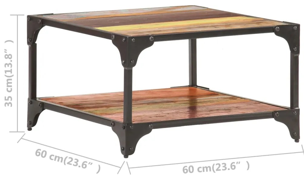 vidaXL Τραπεζάκι Σαλονιού 60 x 60 x 35 εκ. από Μασίφ Ανακυκλωμένο Ξύλο