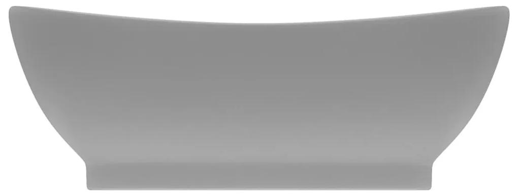 Νιπτήρας με Υπερχείλιση Οβάλ Αν. Γκρι Ματ 58,5x39 εκ. Κεραμικός - Γκρι