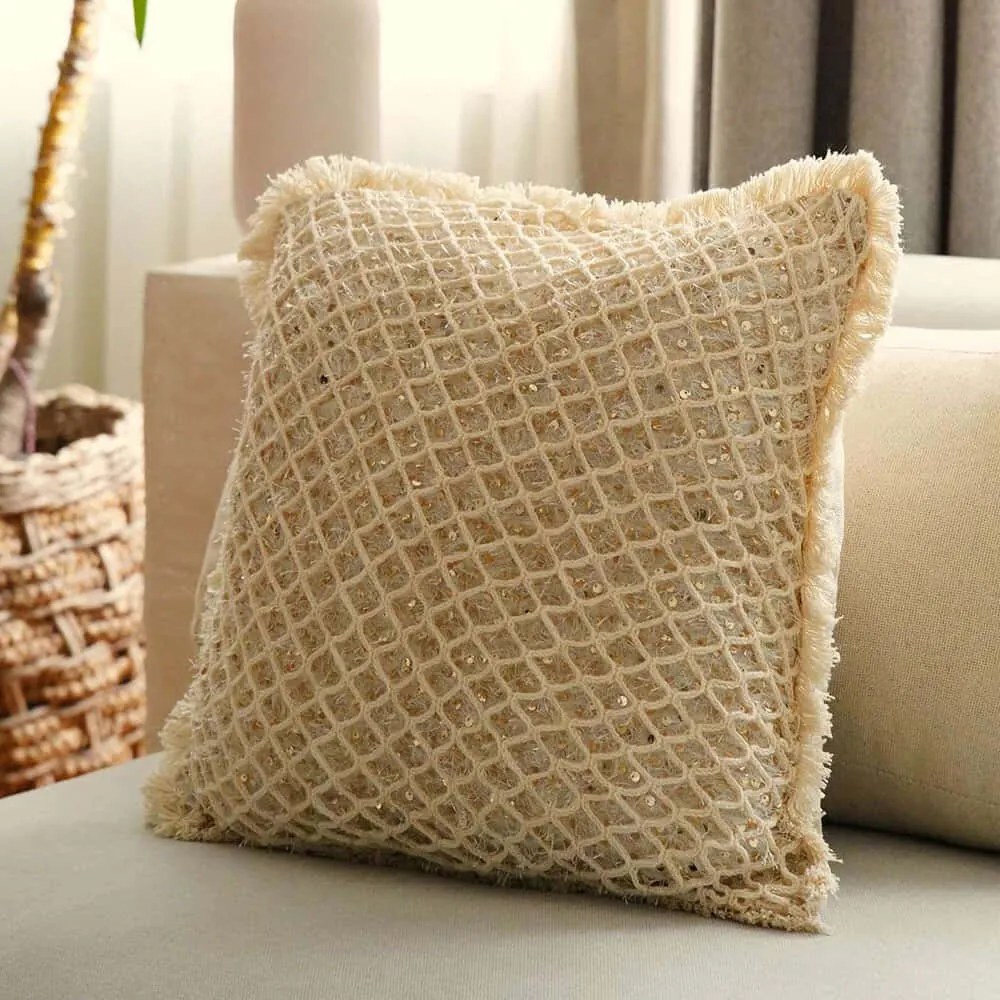 Μαξιλαροθήκη Διακοσμητική Ket 150CRG1151 Beige Aberto Design 43X43 Polyester,Βαμβάκι