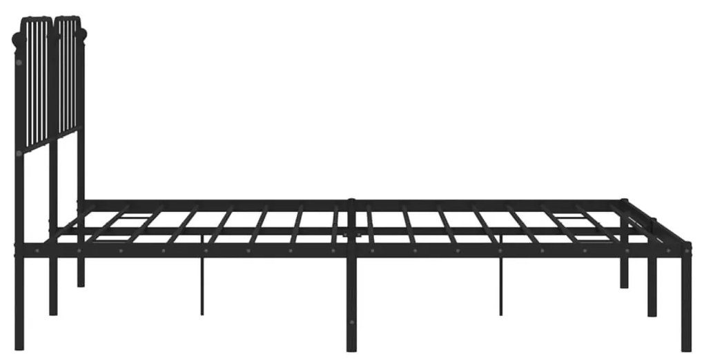 Πλαίσιο Κρεβατιού με Κεφαλάρι Μαύρο 180 x 200 εκ. Μεταλλικό - Μαύρο