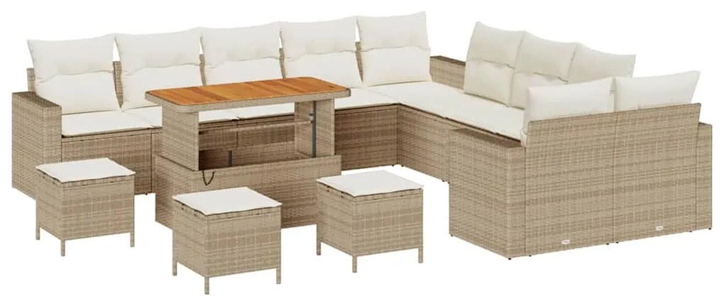vidaXL Σετ Καναπέ Κήπου 14 pcs Μπεζ συνθετικό ρατάν