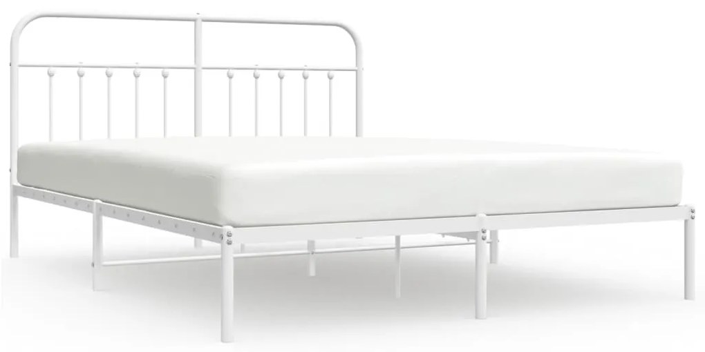 vidaXL Πλαίσιο Κρεβατιού με Κεφαλάρι Λευκό 160x200 εκ. Μεταλλικό