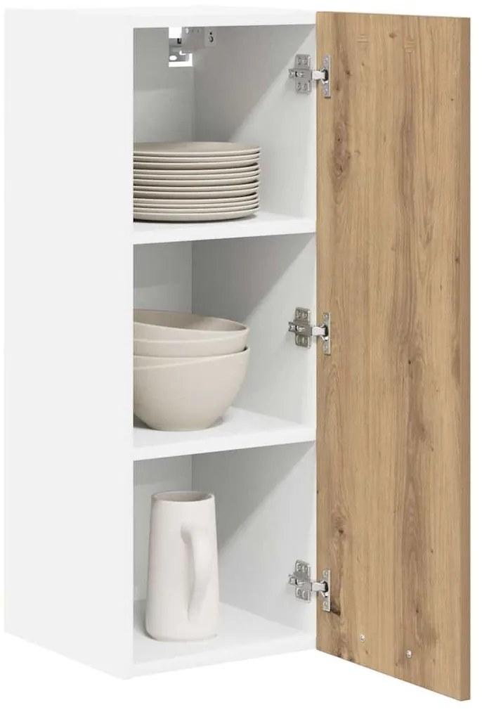 vidaXL Κρεμαστό ντουλάπι Χειροποίητη Δρυς και Λευκό 30 x 31 x 80 εκ.