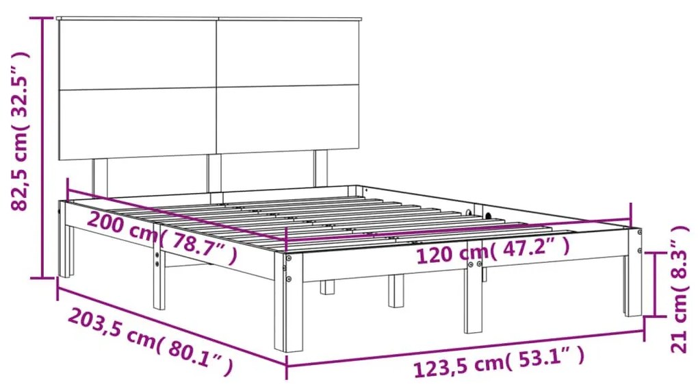 Σκελετός Κρεβ. Χωρίς Στρώμα Λευκό 120x200 εκ Μασίφ Πεύκο - Λευκό