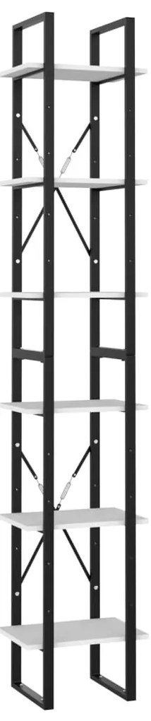 vidaXL Βιβλιοθήκη με 6 Ράφια Λευκή 40 x 30 x 210 εκ. από Επεξ. Ξύλο