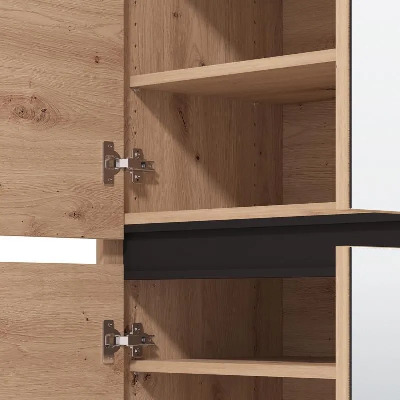 Παπουτσοθήκη - Ντουλάπα Flannan 2K4V 2OG Artisan Oak - Μαύρο Μάτ 80x40x205 εκ. 80x40x205 εκ.