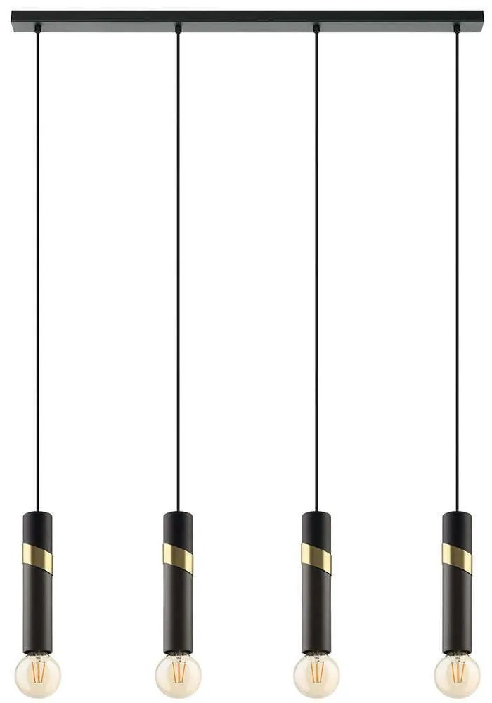 Φωτιστικό Οροφής - Ράγα Cedral 39936 92,5x5,5x150cm 4xE27 40W Black-Brass Eglo Steel
