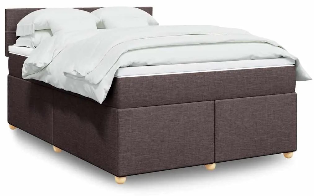 Κρεβάτι Boxspring με Στρώμα Σκούρο Καφέ 140x190 εκ. Υφασμάτινο