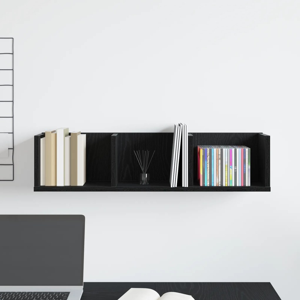 vidaXL Ράφι CD Μαύρη Δρυς 75x18x18 εκ Επεξεργασμένο ξύλο