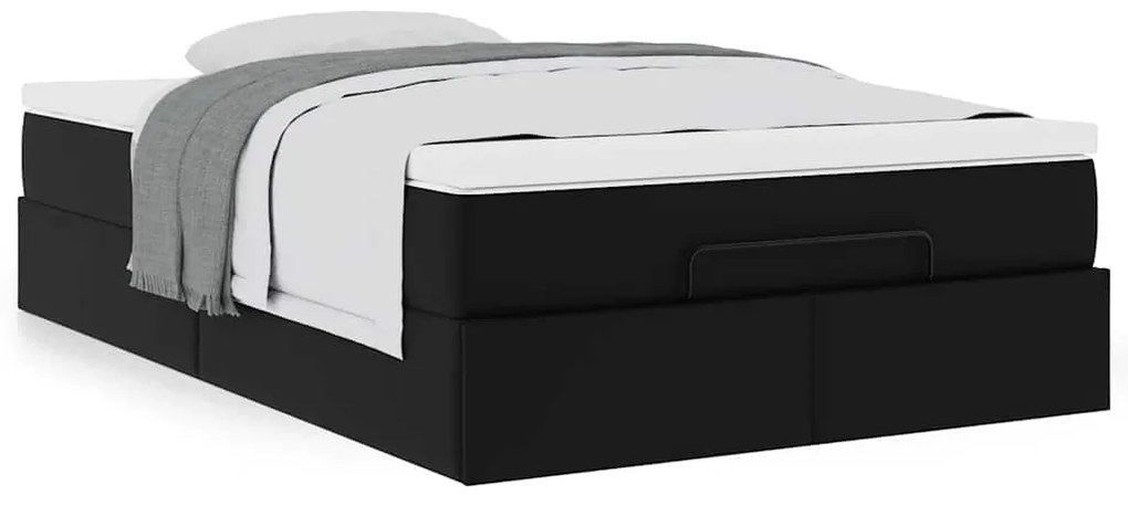 vidaXL Οθωμανικό κρεβάτι με στρώμα Μαύρο 120x200 cm Faux Leather