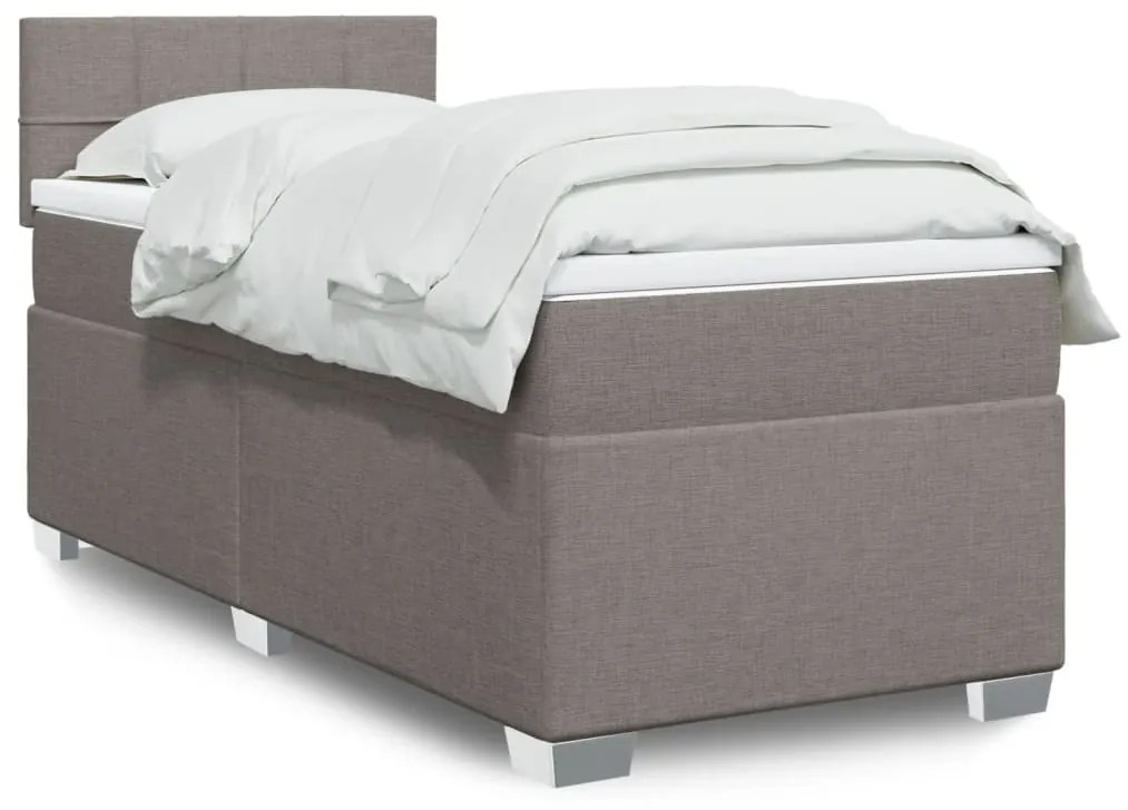 vidaXL Κρεβάτι Boxspring με Στρώμα Taupe 90x200 εκ. Υφασμάτινο