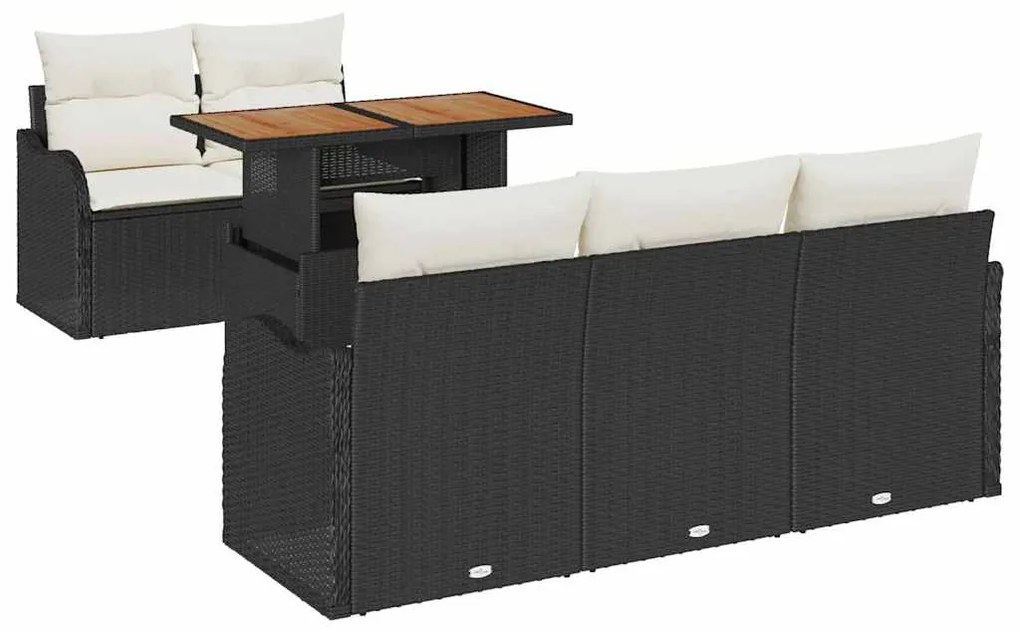 vidaXL Σετ Καναπέ Κήπου 6 pcs Μαύρο και κρεμ 100 x 55 x 73 εκ