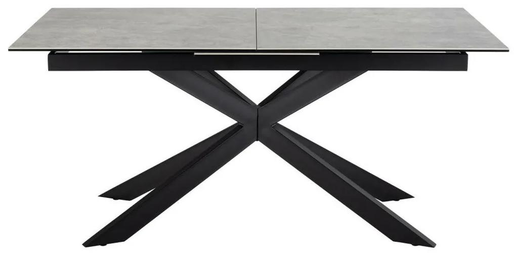 Τραπέζι Oakland 903, Γκρι, Μαύρο, 76x90x168cm, 86 kg, Επιμήκυνση, Κεραμικός, Επεξεργασμένο γυαλί, Μέταλλο | Epipla1.gr