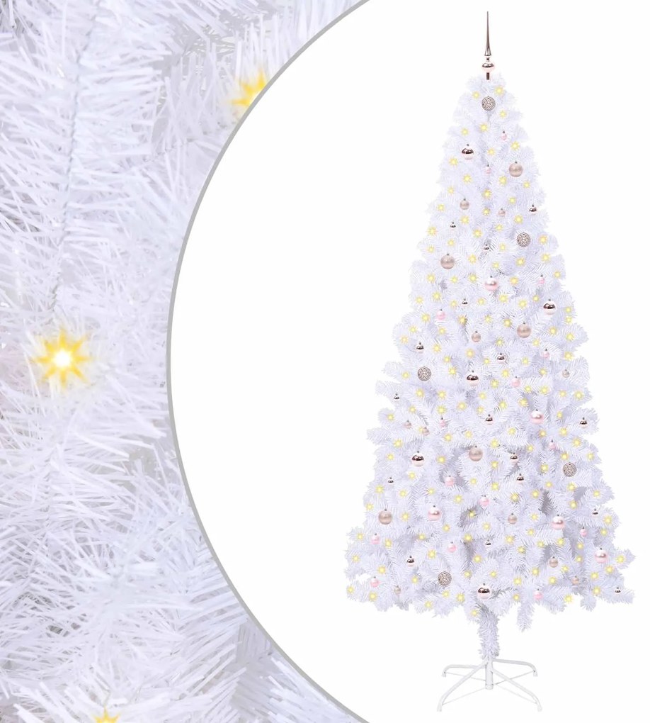 vidaXL Τεχνητό Χριστουγεννιάτικο Δέντρο Λευκό 240 cm PVC και Ατσάλι