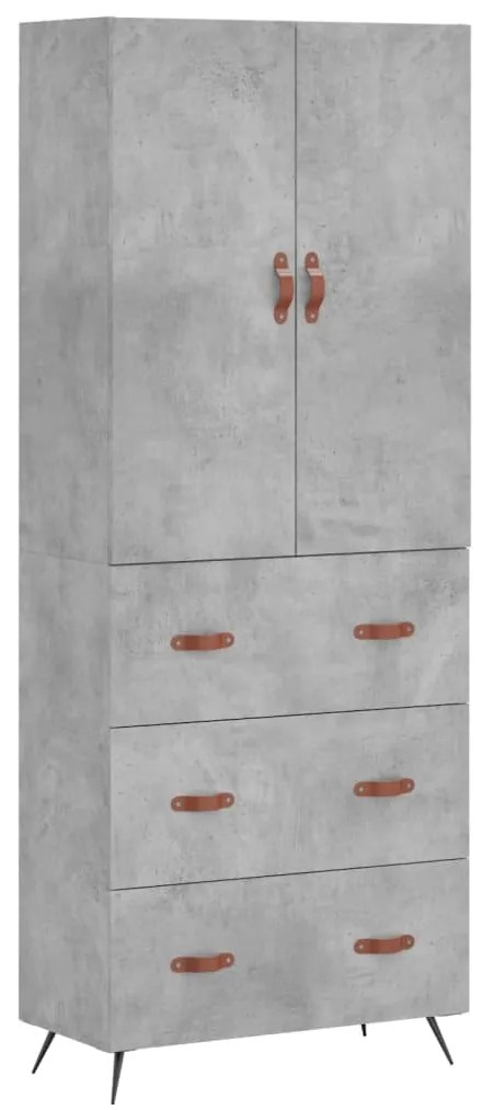 vidaXL Ντουλάπι Γκρι Σκυροδέματος 69,5x34x180 εκ. Επεξεργασμένο Ξύλο