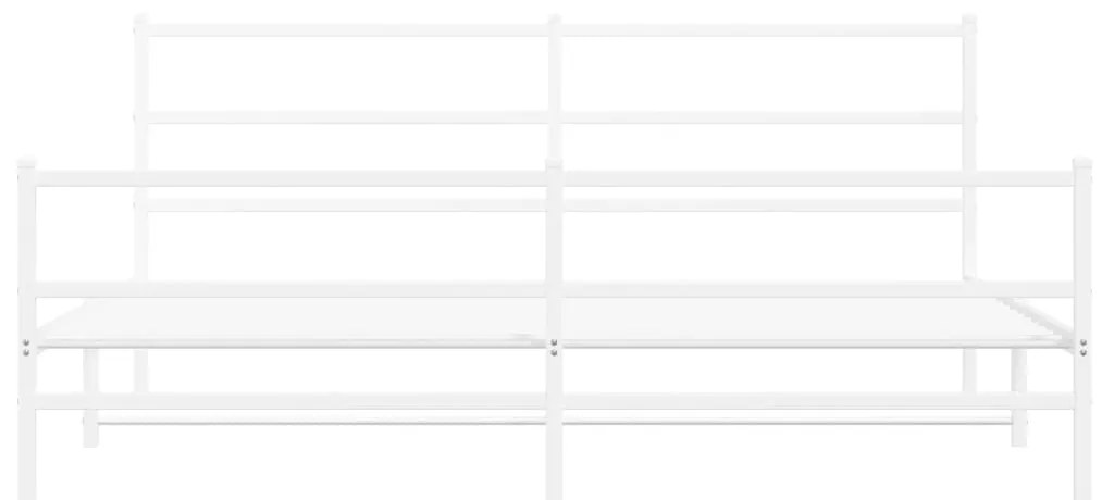 Πλαίσιο Κρεβατιού με Κεφαλάρι/Ποδαρικό Λευκό 183x213εκ. Μέταλλο - Λευκό